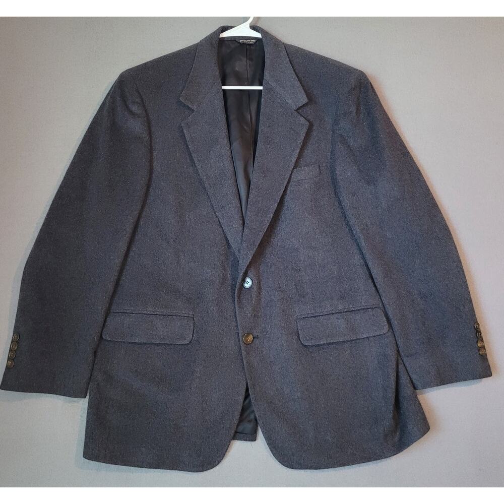 VTG Lord & Taylor Cashmere Blazer 44R Gray Old Money Luxe Classic Tailored
